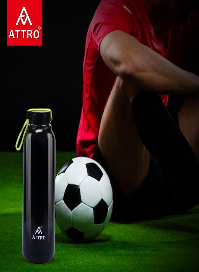 Attro Trends 900 Pu Insulated 700ml Water Bottle with Inner Stainless Steel Easy to Carry with Nylon Strap BPA Free, Food Grade Ideal for School, Office & Outdoor- Black - Image 4